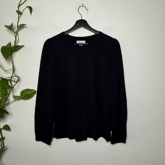Velvet by Spencer Graham Jetty Black Long Sleeve Tee with Puff Sleeves - {M} - Picture 1 of 8